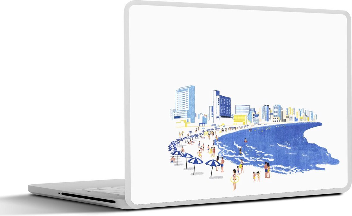 Laptop sticker - 10.1 inch - Illustratie van het strand van Busan in Zuid-Korea
