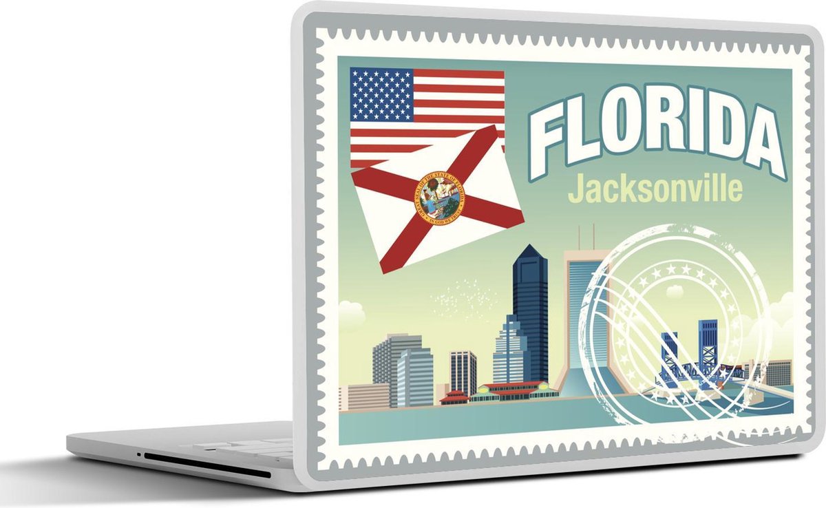 Laptop sticker - 10.1 inch - Illustratie van een postzegel uit Jacksonville in Florida