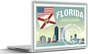 Laptop sticker - 10.1 inch - Illustratie van een postzegel uit Jacksonville in Florida