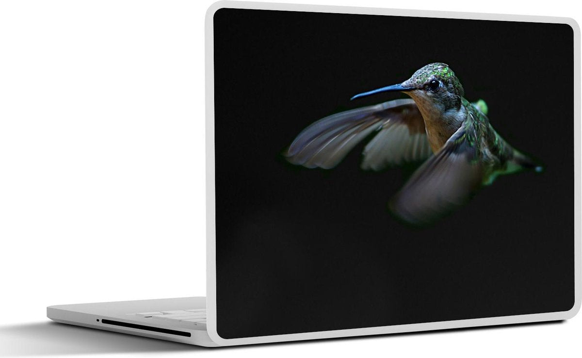 Laptop sticker - 10.1 inch -  een kolibrie op een zwarte achtergrond