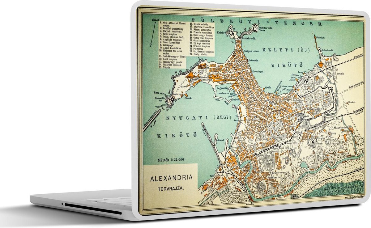 Laptop sticker - 10.1 inch - Illustratie van een kaart van Alexandrië