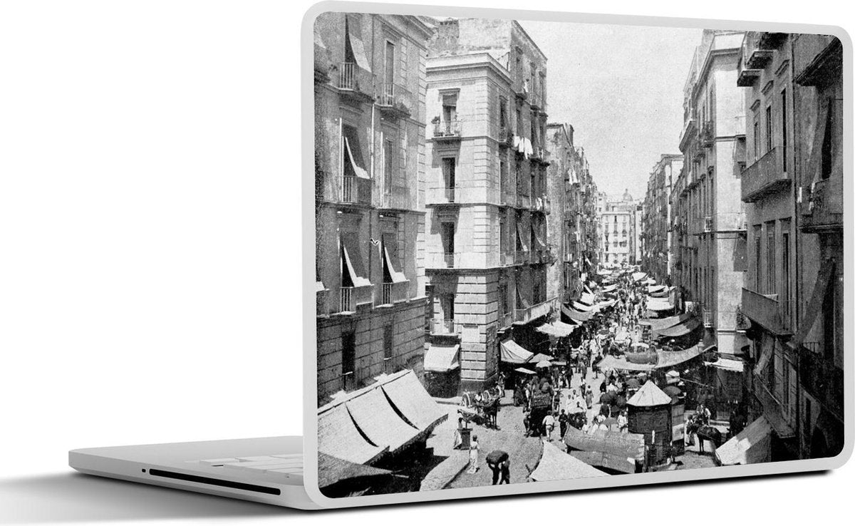 Laptop sticker - 10.1 inch - Illustratie van een historisch straatbeeld van Napels