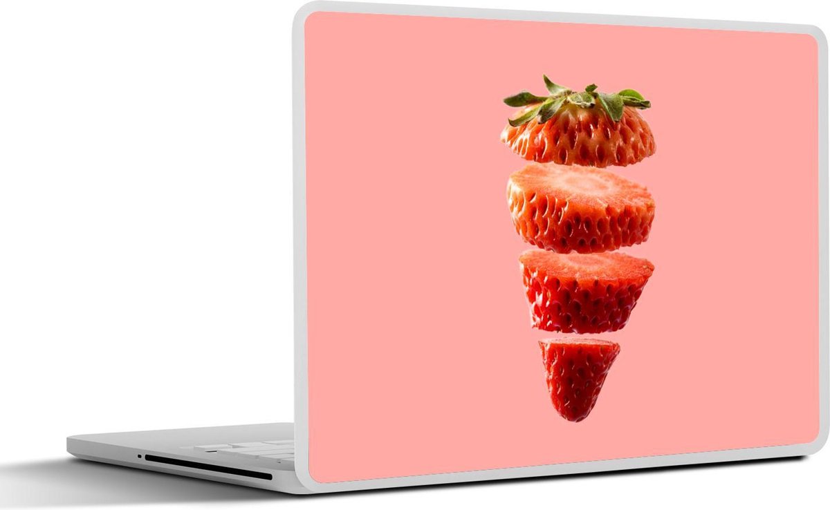 Laptop sticker - 10.1 inch - In plakken gesneden aardbei