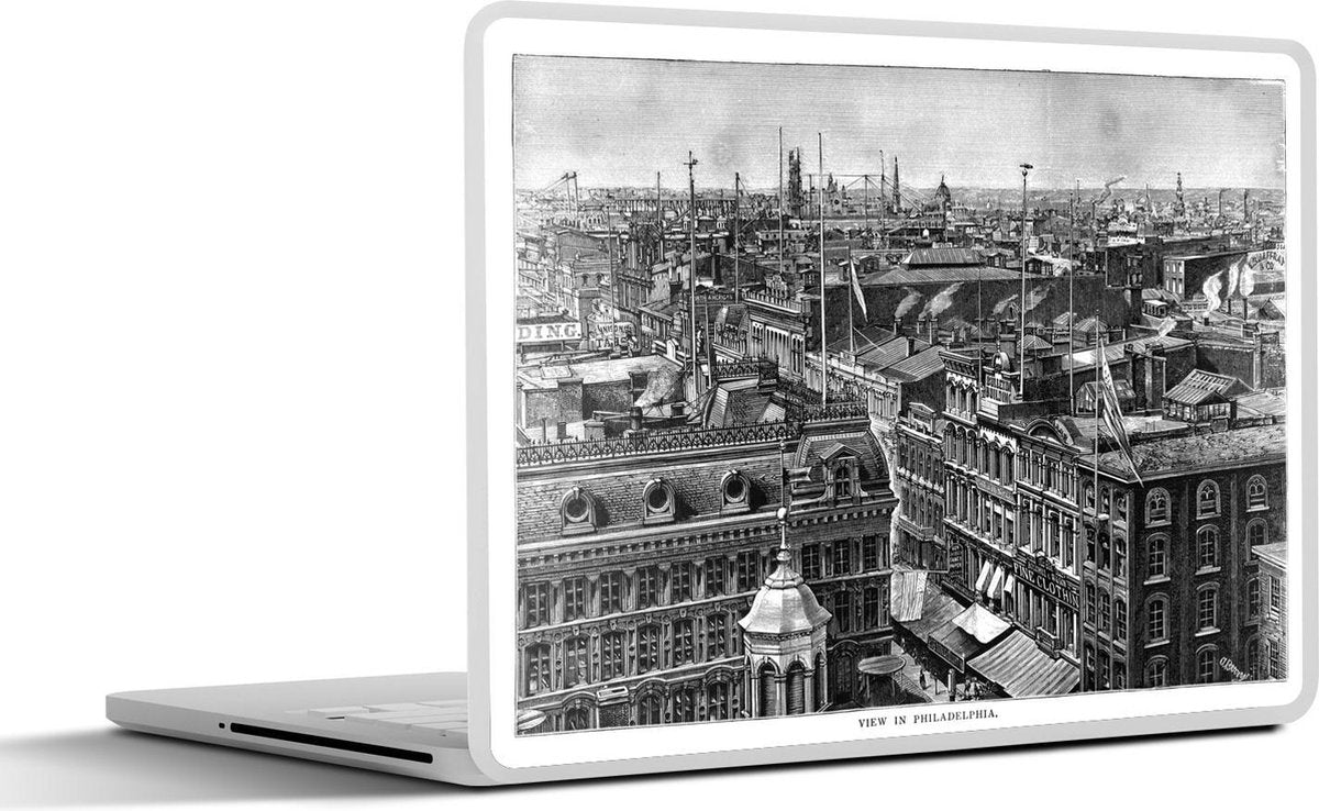 Laptop sticker - 10.1 inch - Illustratie van het uitzicht over Philadelphia