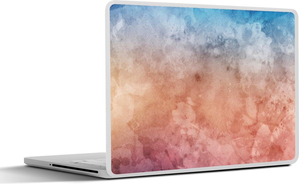 Laptop sticker - 10.1 inch - Abstract werk gemaakt van waterverf en blauwe en rode kleuren