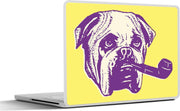 Laptop sticker - 10.1 inch - Illustratie van een bulldog die een pijp rookt