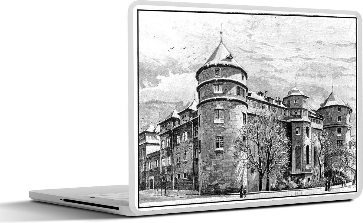 Laptop sticker - 10.1 inch - Illustratie van een oud kasteel in de Duitse stad Stuttgart