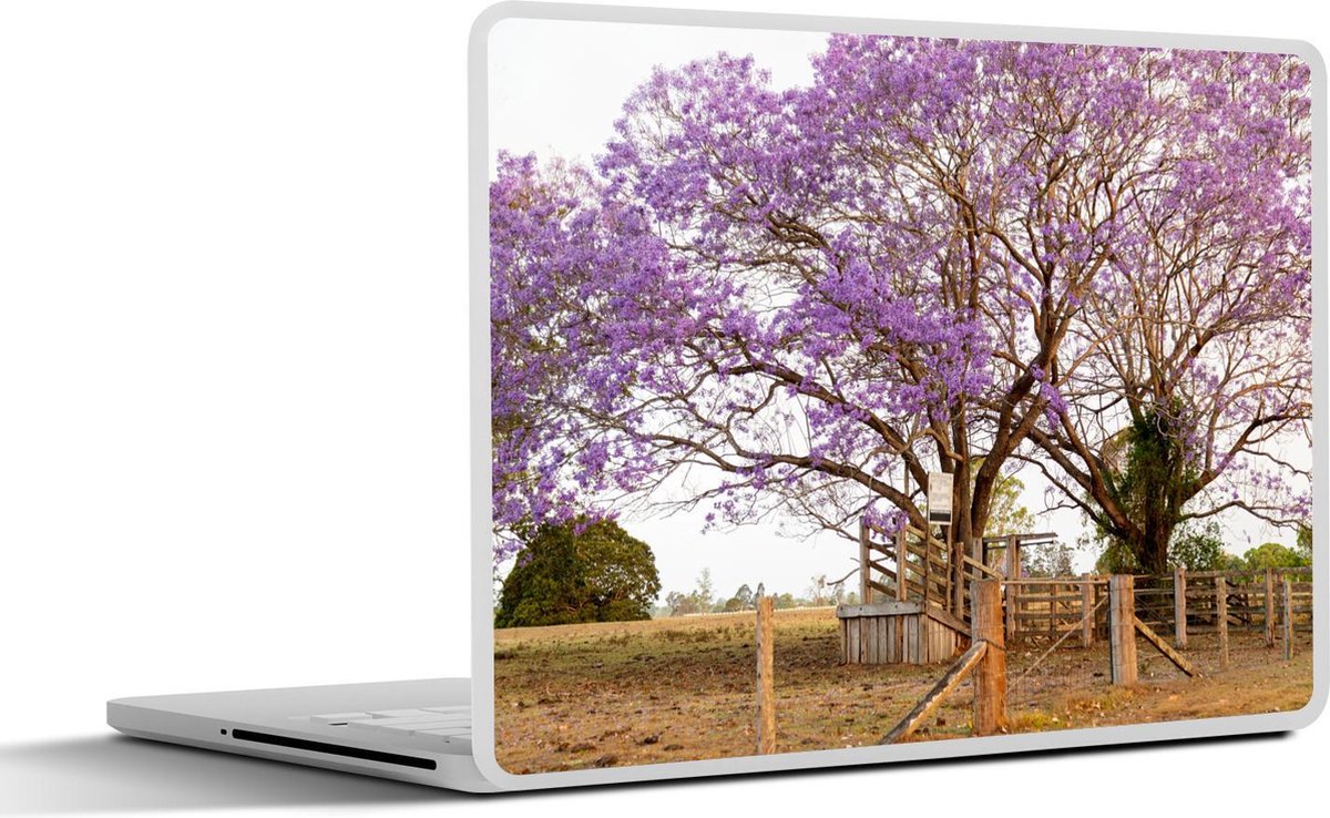 Laptop sticker - 10.1 inch - Jacaranda bomen aan een hek