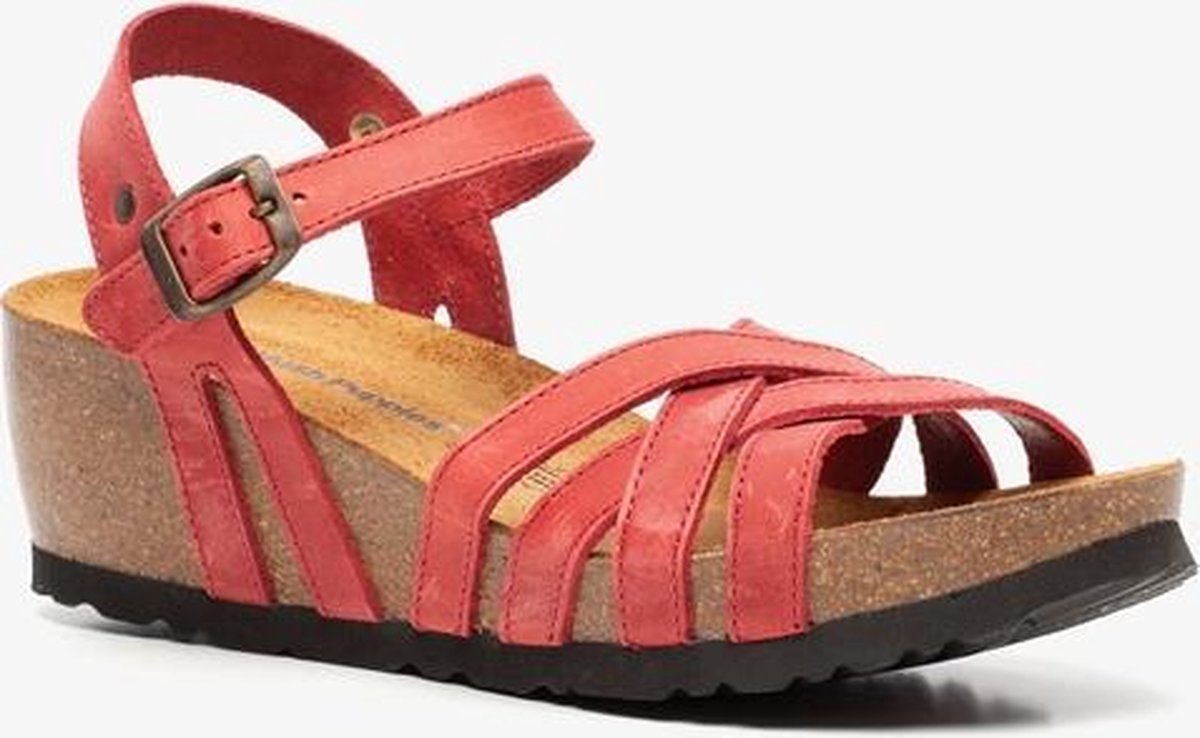 Hush Puppies leren dames bio sandalen met sleehak - Rood - Maat 39 - Extra comfort - Memory Foam