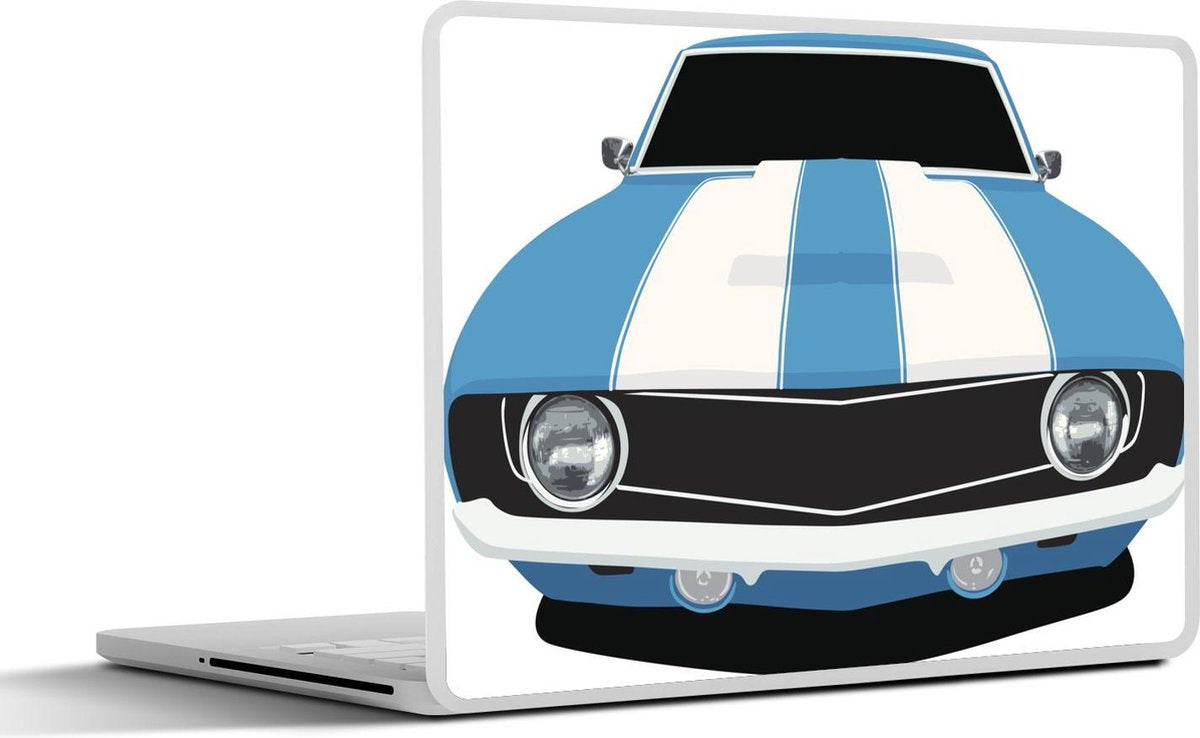Laptop sticker - 10.1 inch - Illustratie van een vooraanzicht van een klassieke auto uit 1969