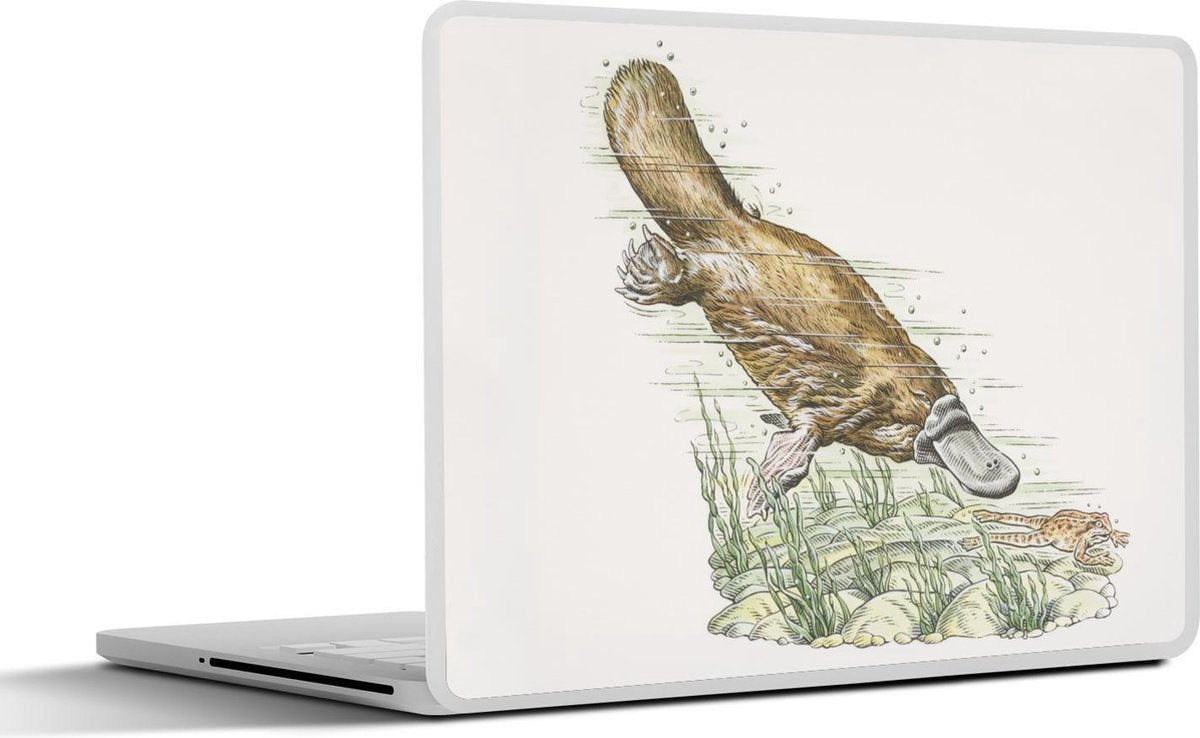 Laptop sticker - 10.1 inch - Illustratie van een duikend vogelbekdier