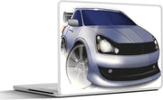 Laptop sticker - 10.1 inch - Illustratie van een race auto die met gierende banden de bocht omgaat