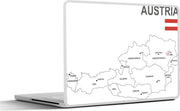 Laptop sticker - 10.1 inch - Illustratie van een witte kaart van Oostenrijk met de vlag van het land