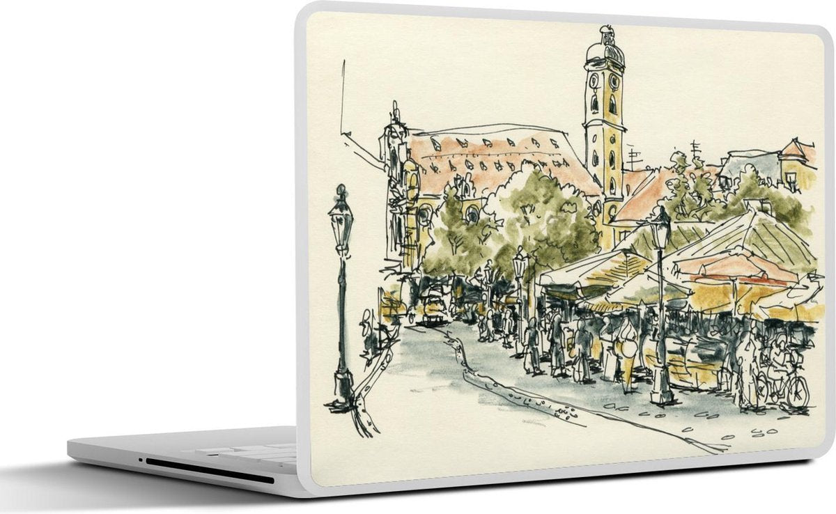 Laptop sticker - 10.1 inch - Illustratie van een geschilderde München