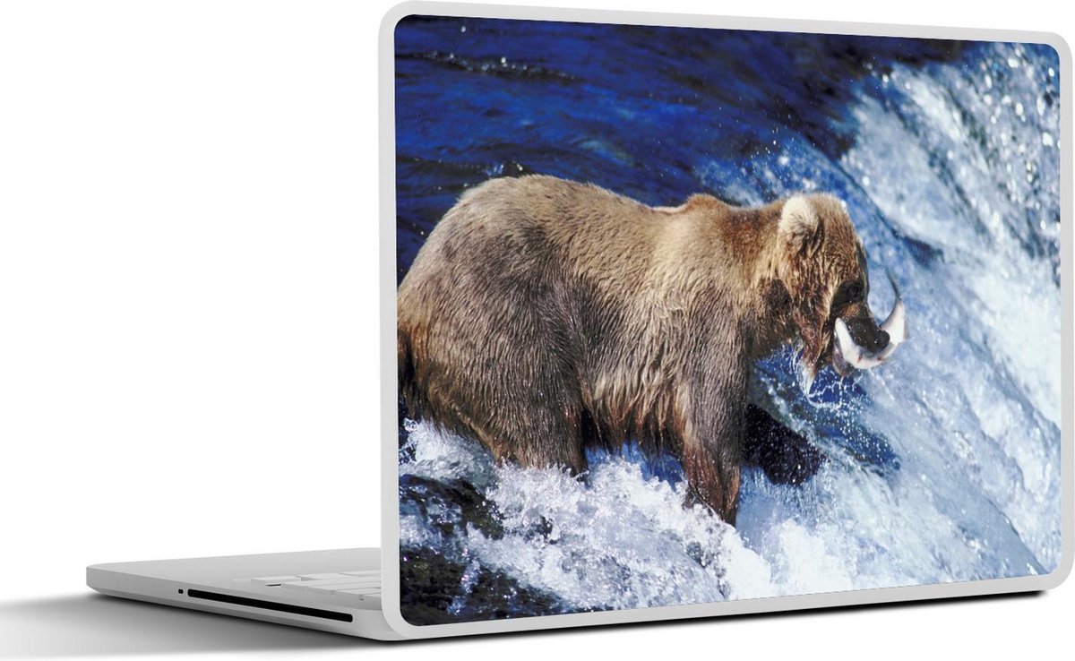 Laptop sticker - 10.1 inch - Jagende beer in een vijver