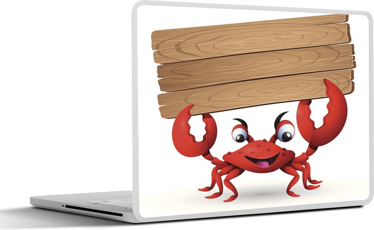 Laptop sticker - 10.1 inch - Illustratie van een krab met een paar planken