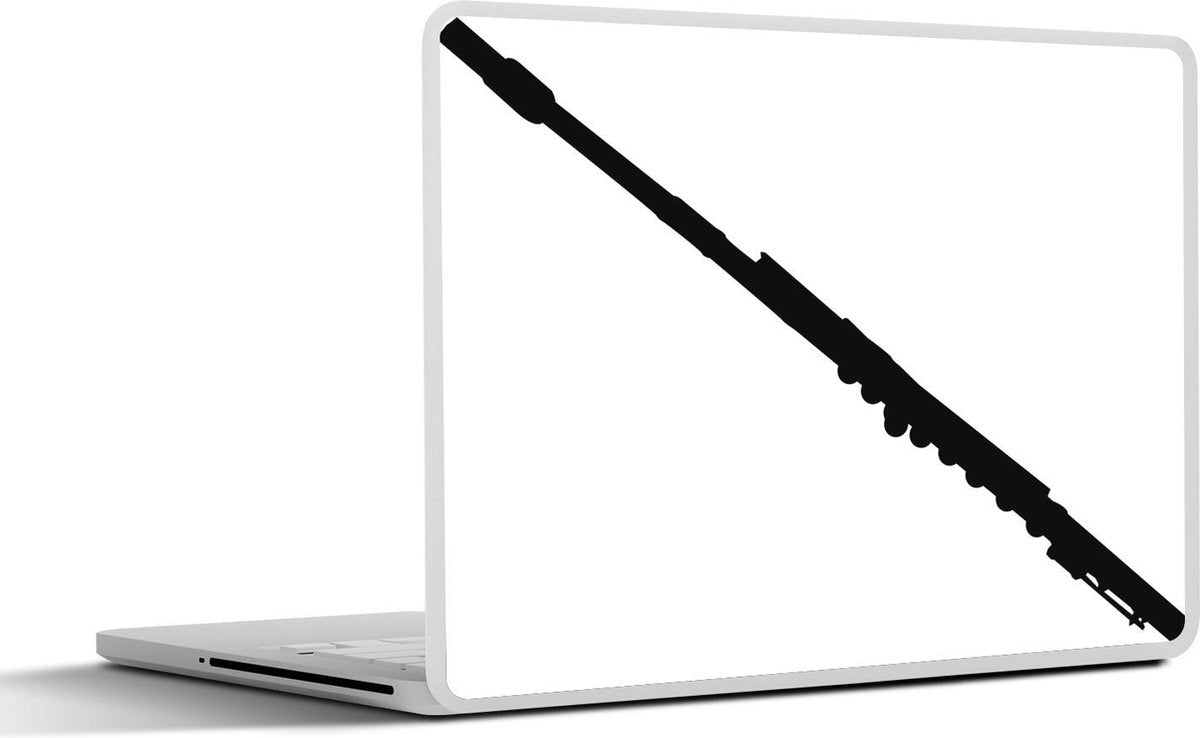 Laptop sticker - 10.1 inch - Illustratie van het silhouet van een dwarsfluit in zwart-wit