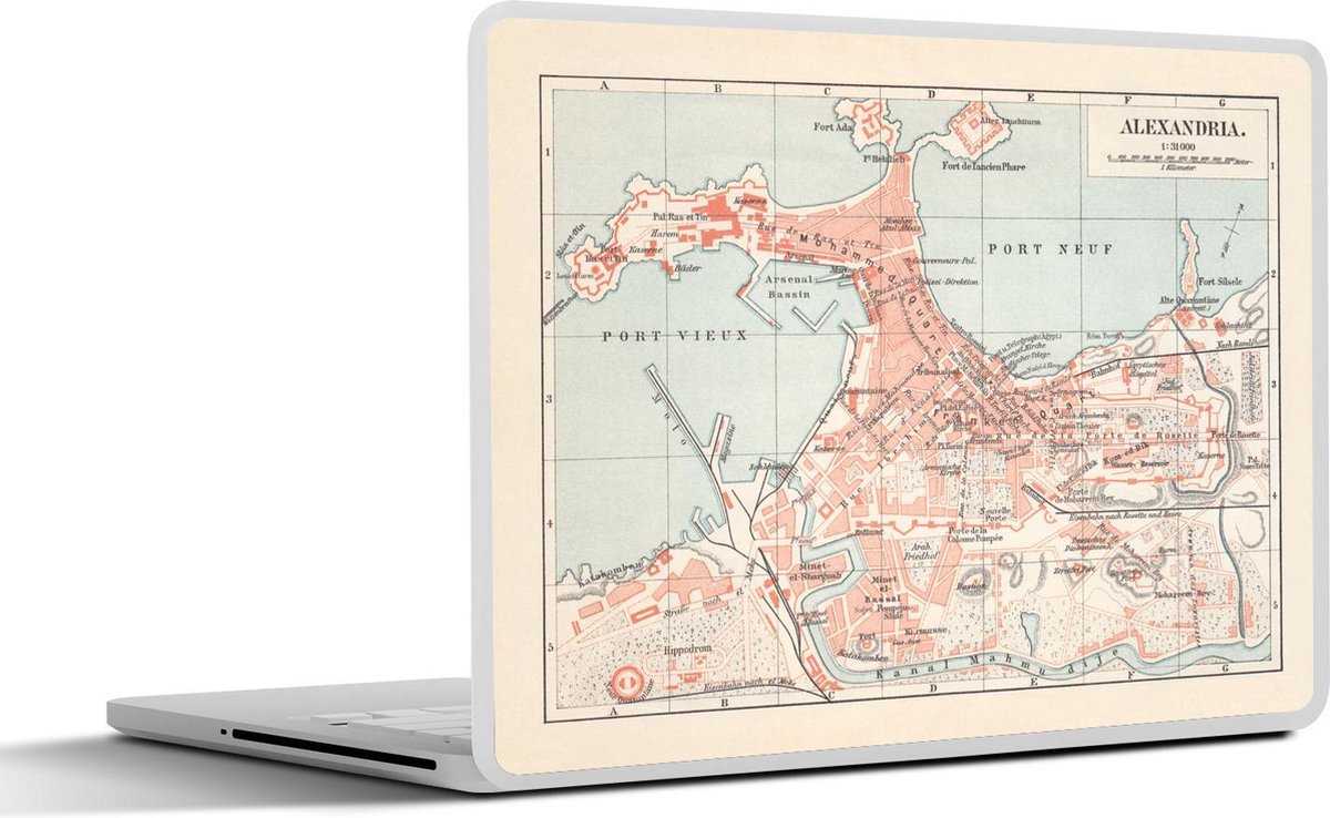Laptop sticker - 10.1 inch - Illustratie van een oude plattegrond van Alexandrië in Egypte