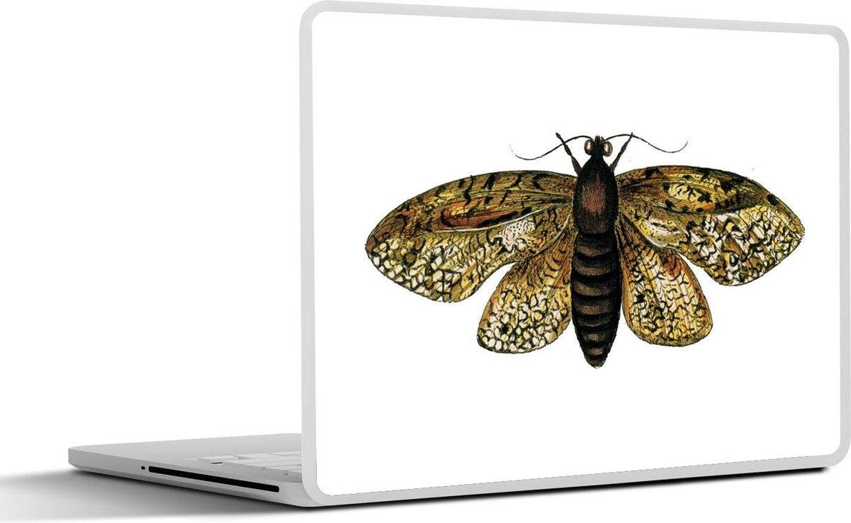 Laptop sticker - 10.1 inch - Illustratie van een zwart met gele mot