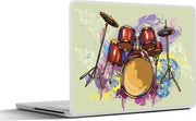 Laptop sticker - 10.1 inch - Illustratie van een drumstel met verf