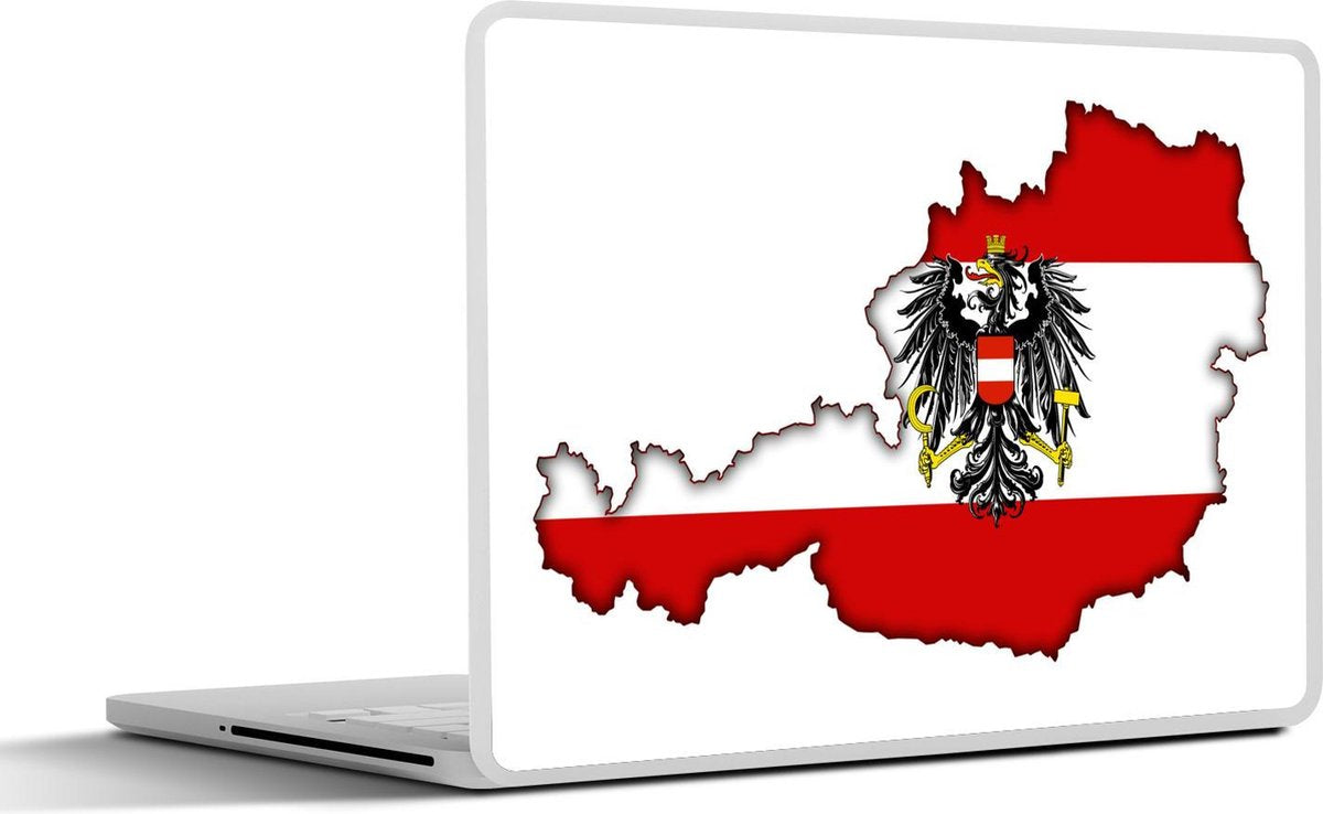Laptop sticker - 10.1 inch - Illustratie van Oostenrijk in de kleur van de vlag