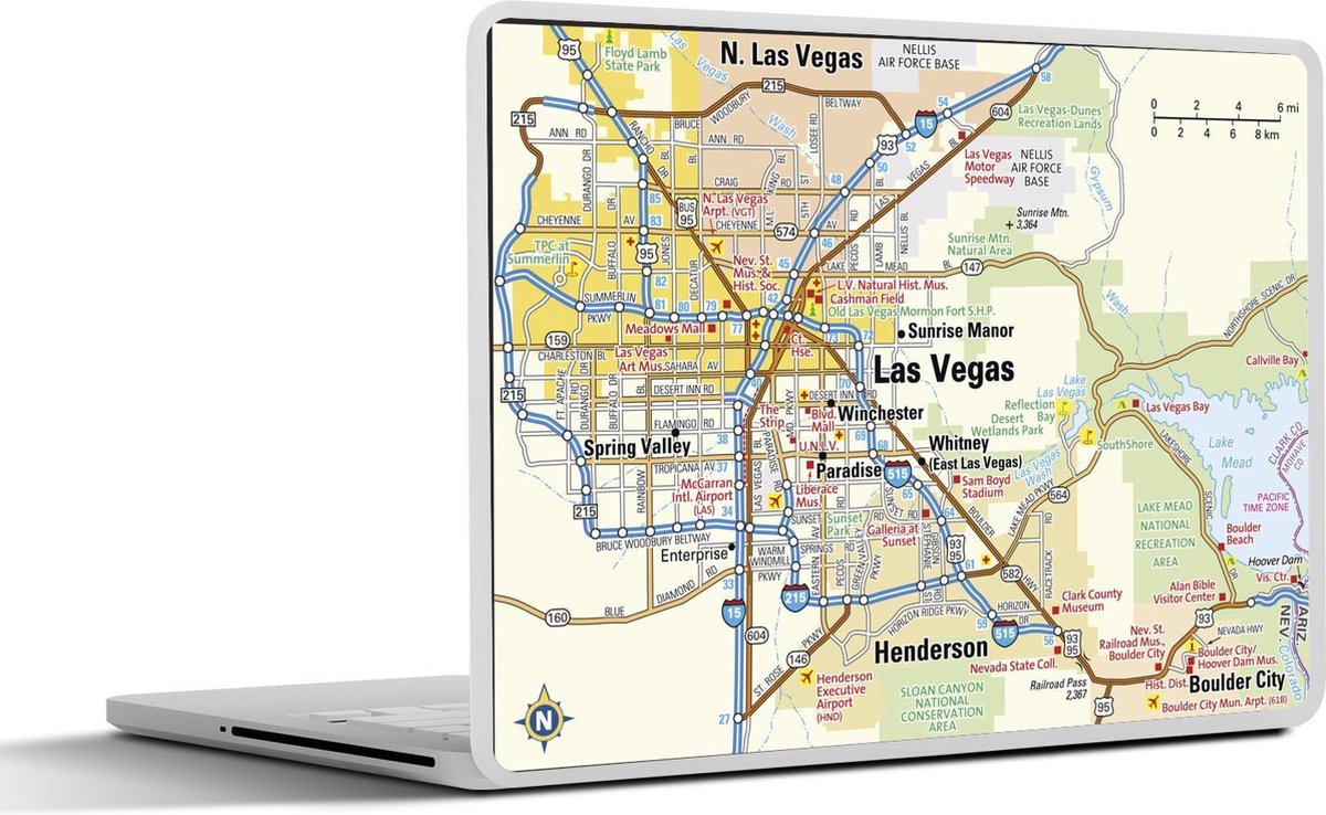 Laptop sticker - 10.1 inch - Illustratie van een kaart van Las Vegas