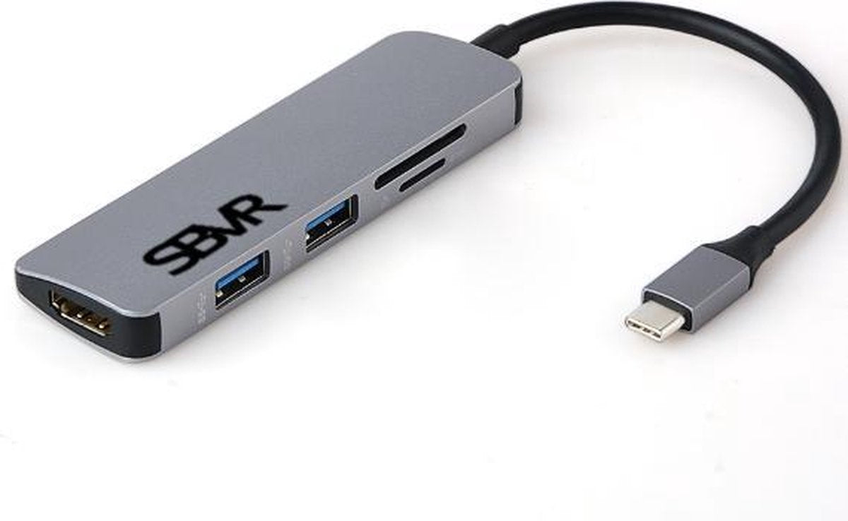 SBVR 5 in 1 Aluminium Type C Hub - 1x HDMI / 2x USB 3.0 / 1x SD TF Cardreader