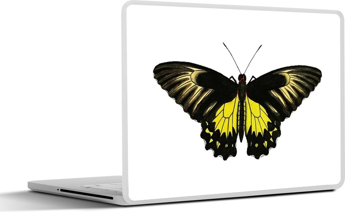 Laptop sticker - 10.1 inch - Illustratie van een geel met zwarte vlinder