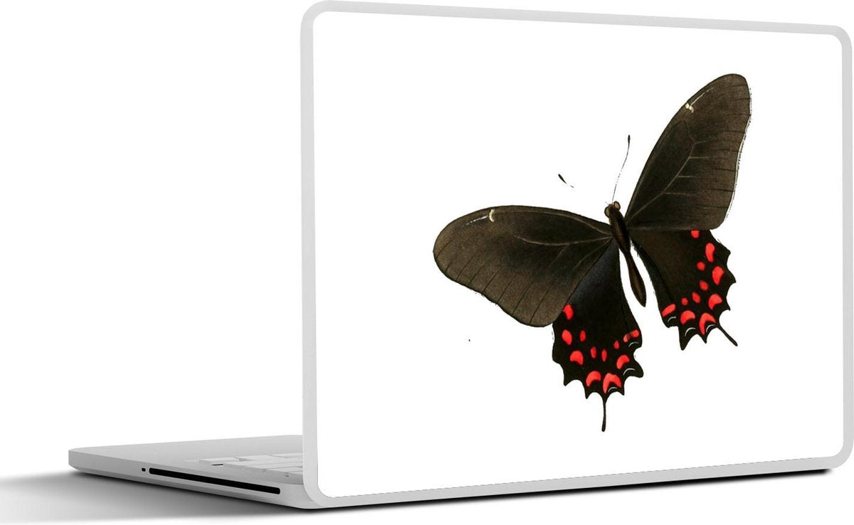 Laptop sticker - 10.1 inch - Illustratie van een zwarte vlinder met rode details