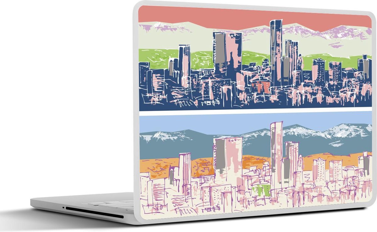 Laptop sticker - 10.1 inch - Illustraties met uitzicht op Los Angeles