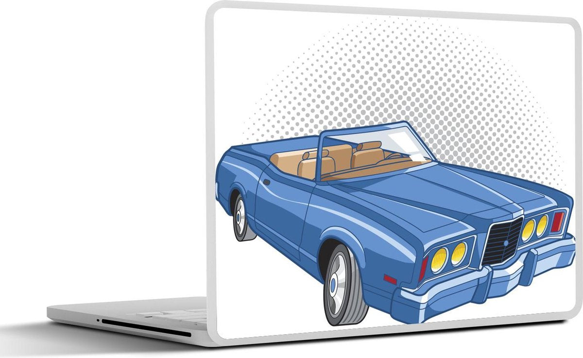 Laptop sticker - 10.1 inch - Illustratie van een klassieke auto voor een achtergrond met stippen