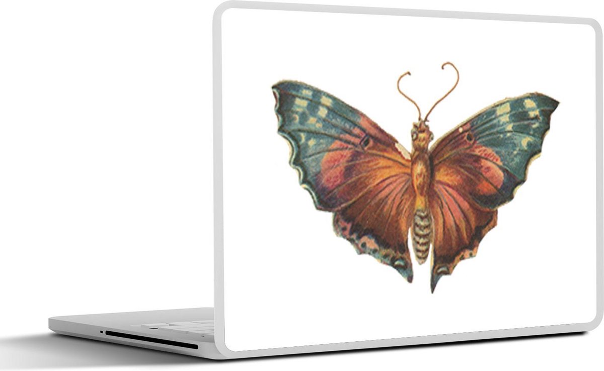 Laptop sticker - 10.1 inch - Illustratie van een rood met blauwe vlinder