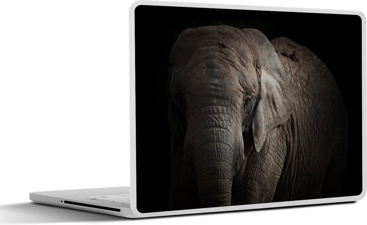 Laptop sticker - 10.1 inch -  een olifant op een donkere achttergrond