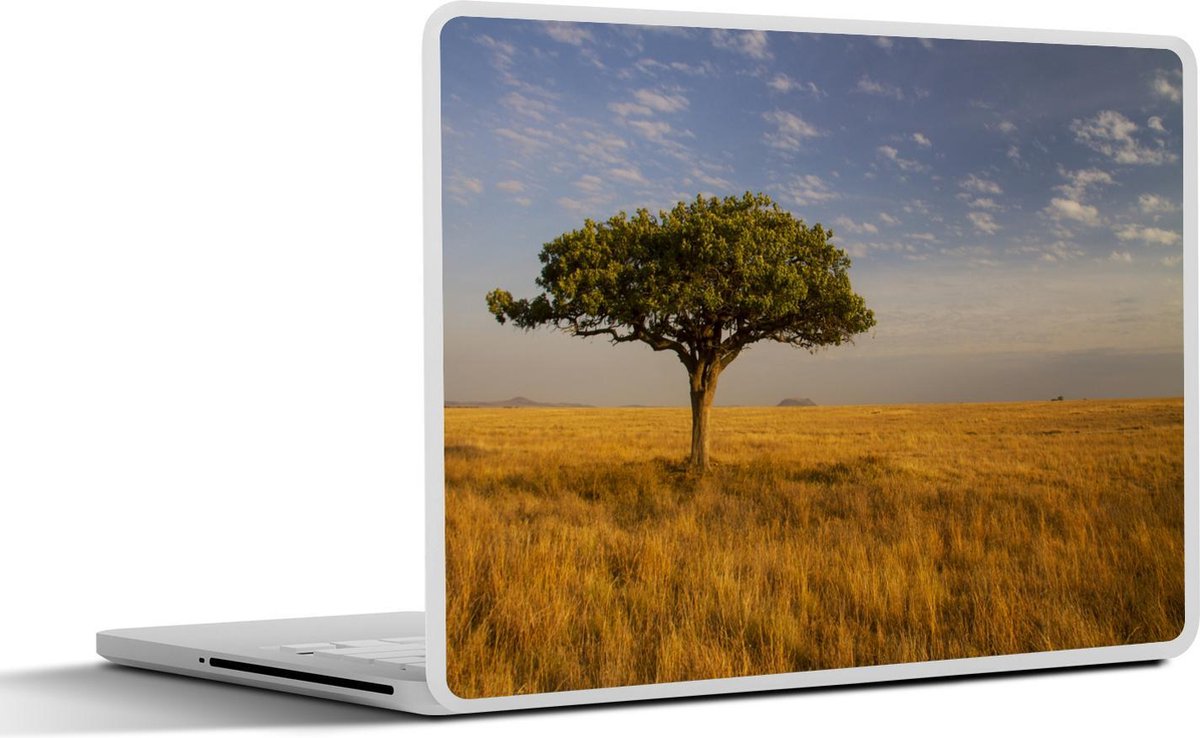 Laptop sticker - 10.1 inch - Alleenstaande acacia boom op vlaktes