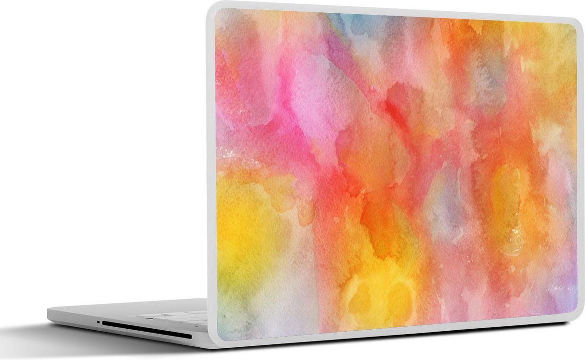 Laptop sticker - 10.1 inch - Abstract kunstwerk gemaakt met waterverf en vrolijke kleuren