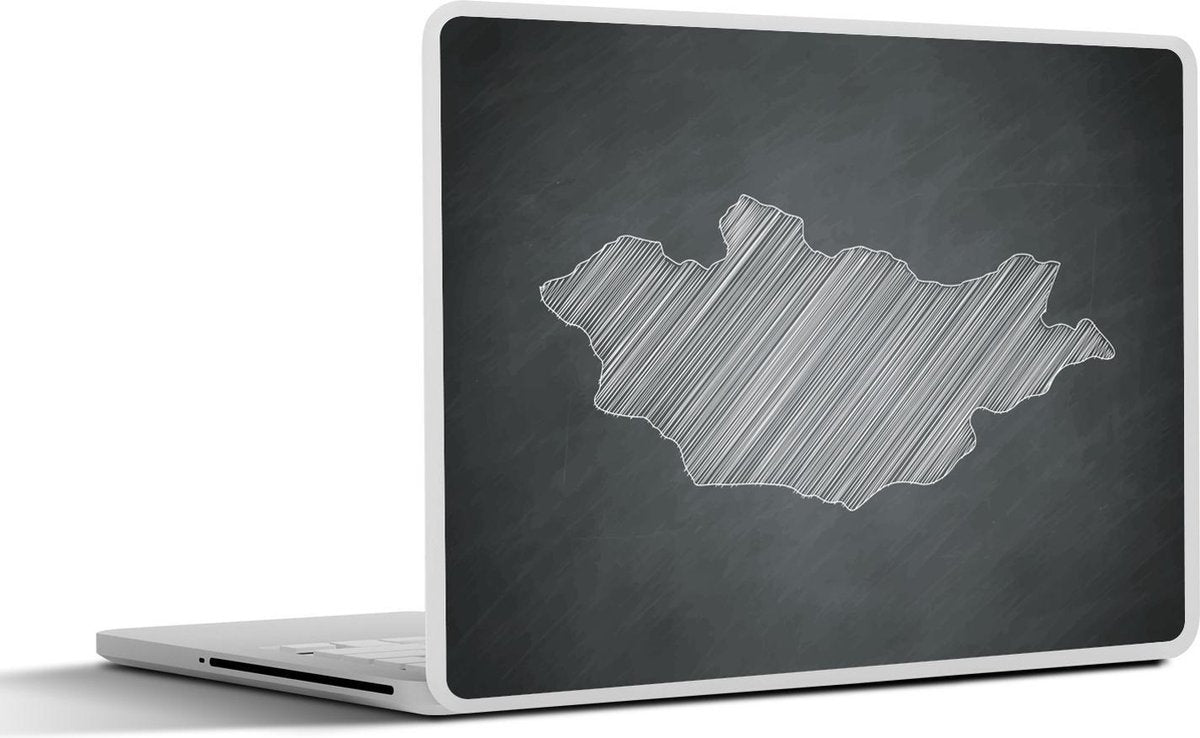 Laptop sticker - 10.1 inch - Illustratie van een kaart van Mongolië op een krijtbord