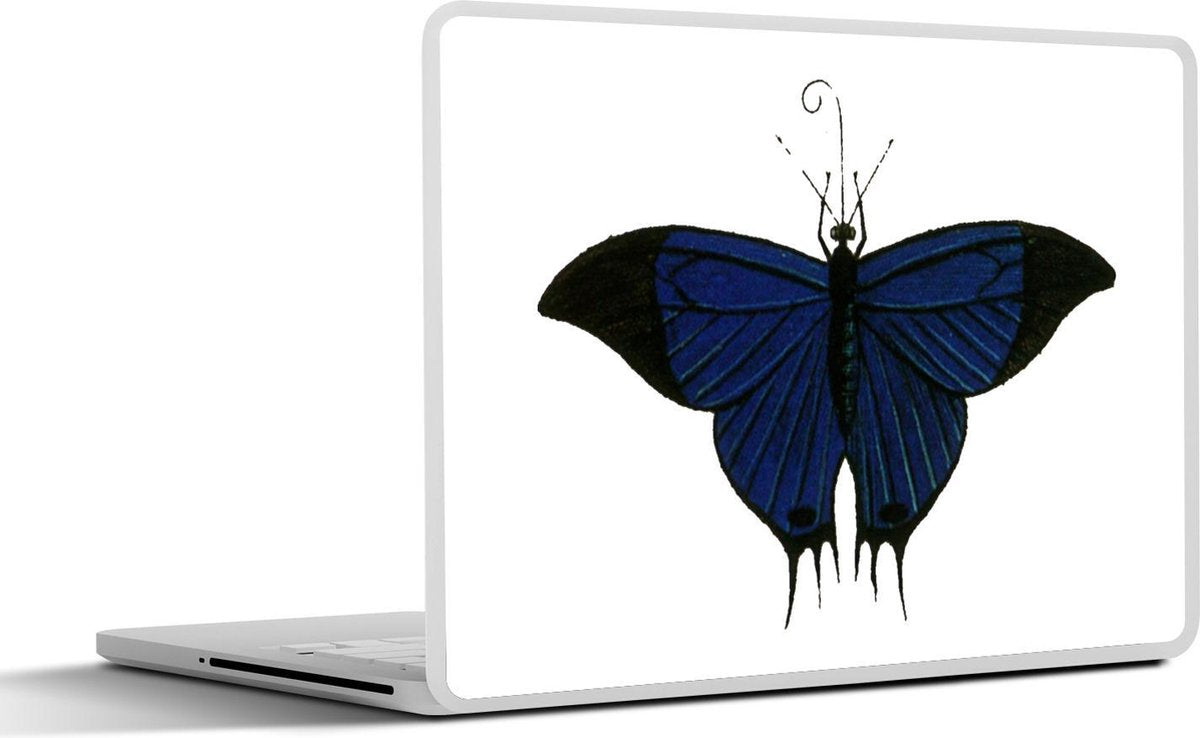 Laptop sticker - 10.1 inch - Illustratie van een donkerblauwe vlinder