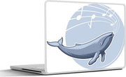 Laptop sticker - 10.1 inch - Illustratie van een bultrug met muzieknoten
