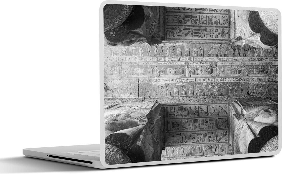 Laptop sticker - 10.1 inch - In de Buitenhypostyle Zaal van de Tempel van Aboe Simbel in Egypte in zwart-wit