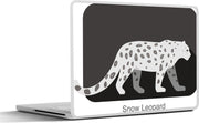 Laptop sticker - 10.1 inch - Illustratie van een sneeuwpanter achtergrond met een zwart vlak