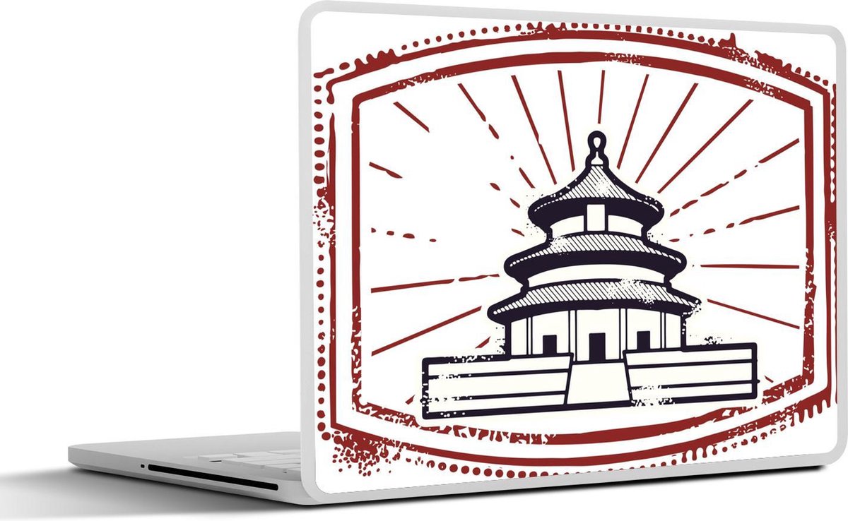 Laptop sticker - 10.1 inch - Illustratie van een stempel van de Tempel van de Hemel uit Beijing