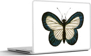 Laptop sticker - 10.1 inch - Illustratie van een witte vlinder met een blauwe rand