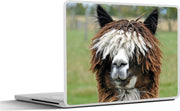 Laptop sticker - 10.1 inch - Alpaca met witte en bruine krullen