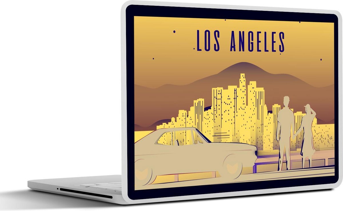 Laptop sticker - 10.1 inch - Illustratie van Los Angeles bij nacht