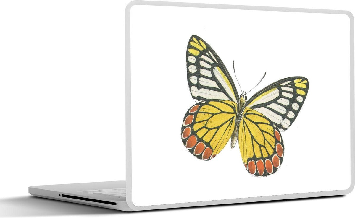 Laptop sticker - 10.1 inch - Illustratie van een geel met oranje vlinder