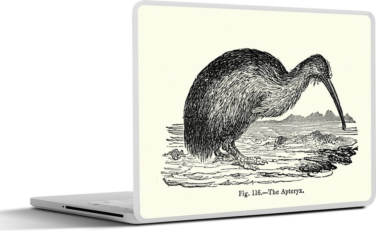 Laptop sticker - 10.1 inch - Illustratie van een kiwi vogel in het water