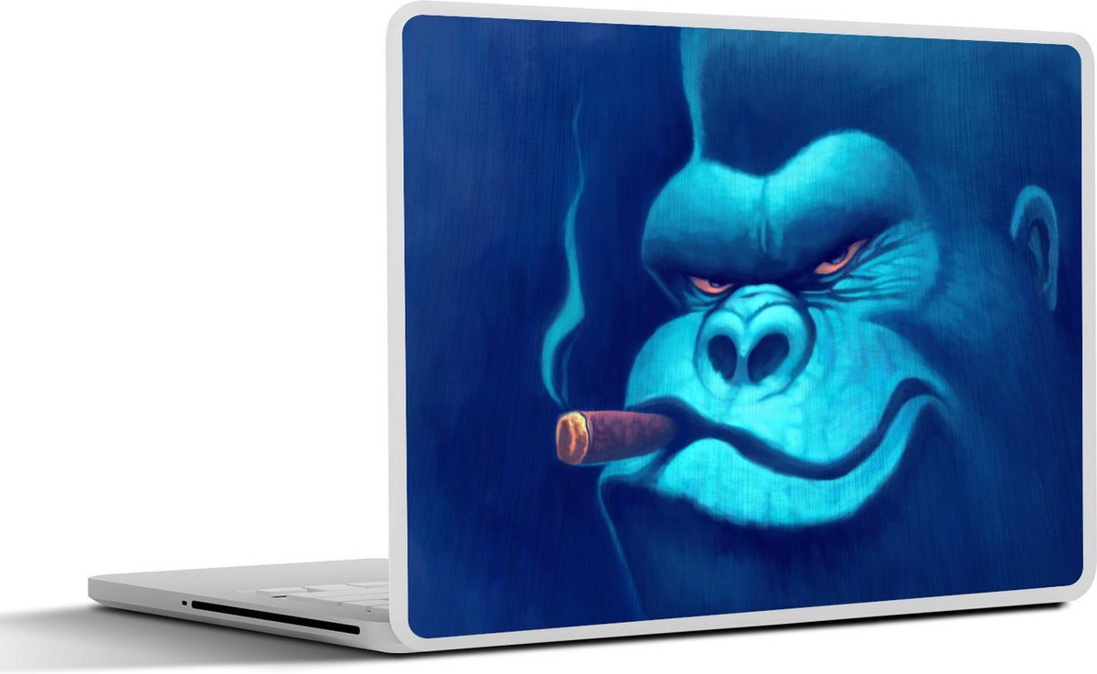 Laptop sticker - 10.1 inch - Illustratie van een gorilla die rookt