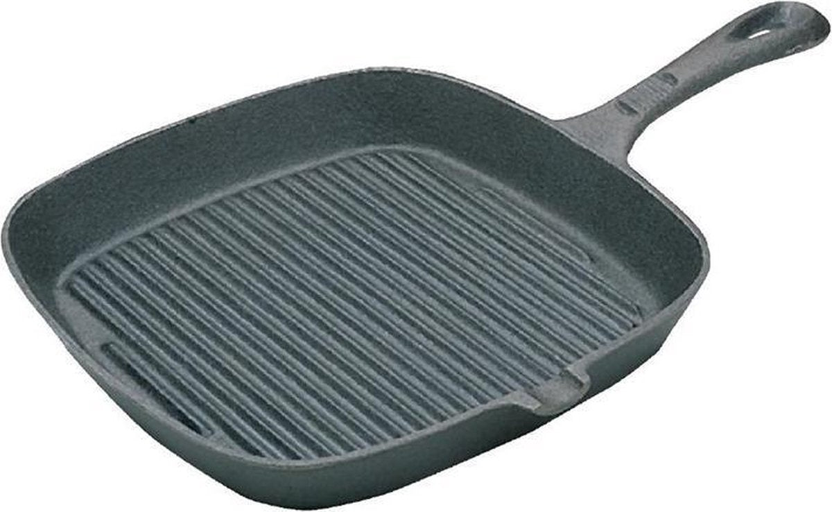 Vogue vierkante gietijzeren pan geribbeld 24.1x24.1cm
