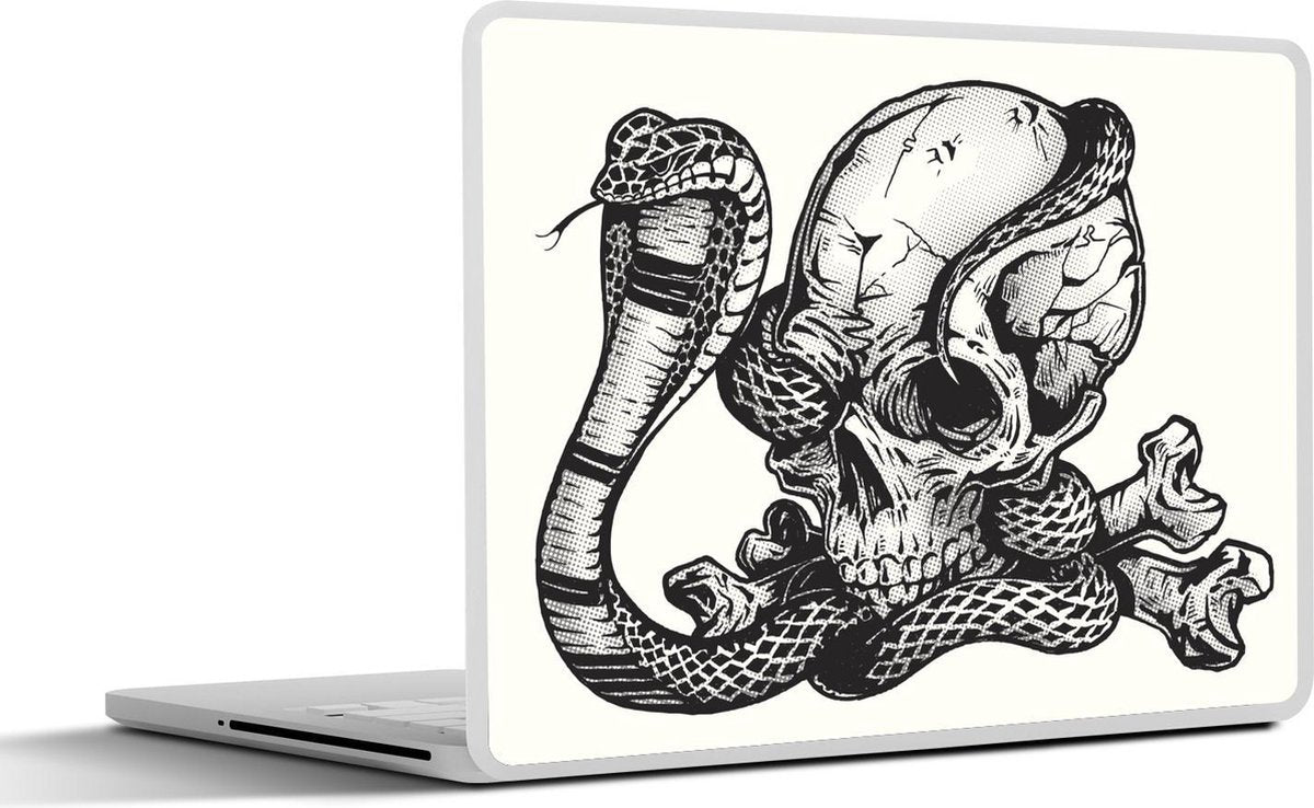 Laptop sticker - 10.1 inch - Illustratie van een cobra in een schedel