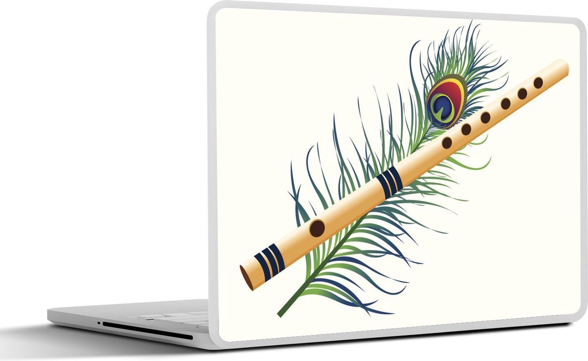 Laptop sticker - 10.1 inch - Illustratie van een dwarsfluit voor een veer